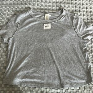 Bozzolo Gray Crop T-Shirt with Crew Neck and Short Sleeves
